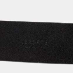 Pre Owned Versace Black Leather Snake Buckle Belt 95CM