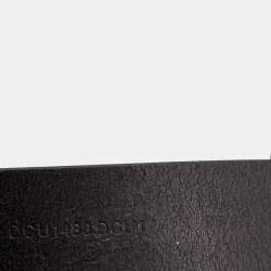 Pre Owned Versace Black Leather Snake Buckle Belt 95CM