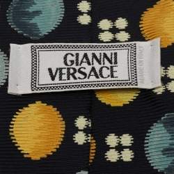 Gianni Versace Black Printed Textured Silk Tie 