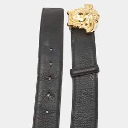 Versace Black Leather Medussa Head Belt 90CM