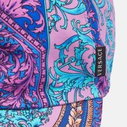 Versace Pink Baroque Print Silk Baseball Cap