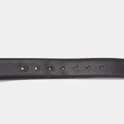 Pre Owned Versace Black Leather Medusa Head Buckle Belt 115CM