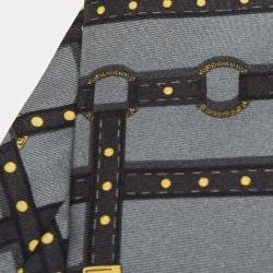 Versace Grey Medusa Harness Printed Silk Skinny Tie
