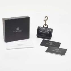 Versace Black/Grey Jacquard Coated Canvas and Leather Airpods Case