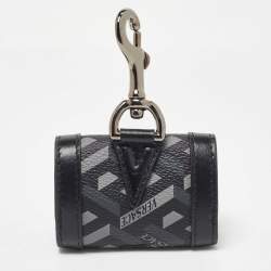 Versace Black/Grey Jacquard Coated Canvas and Leather Airpods Case