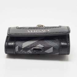 Versace Black/Grey Jacquard Coated Canvas and Leather Airpods Case