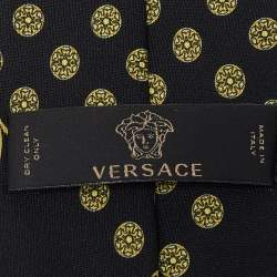 Versace Black Baroque Printed Silk Slim Tie