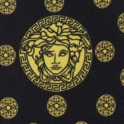 Versace Black Baroque Printed Silk Slim Tie