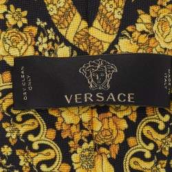 Versace  Black Baroque Printed Silk Slim Tie