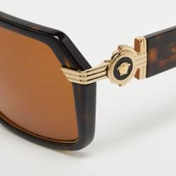 Versace Brown Tortoise Medusa Icon Aviator Sunglasses