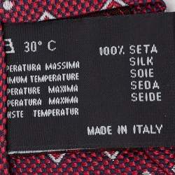 Versace Burgundy Geometric Pattern Silk Tie