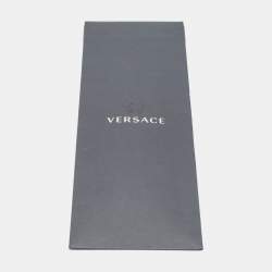 Pre Owned Versace Blue Diagonal Greek Pattern Silk Tie