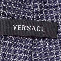 Versace Blue Dot Pattern Silk Tie