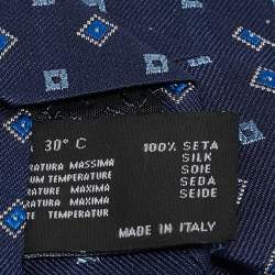 Versace Blue Square Pattern Jacquard Silk Tie