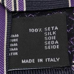 Pre Owned Versace Navy Blue Diagonal Striped Silk Tie