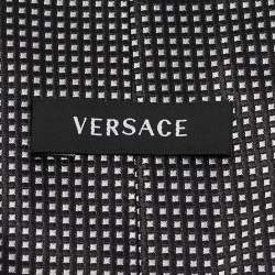 Versace Monochrome Square Pattern Silk Tie