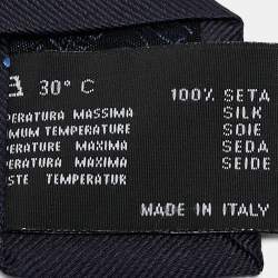 Versace Navy Blue Dotted Square Patterned Silk Tie 