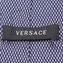 Versace Navy Blue Patterned Silk Tie