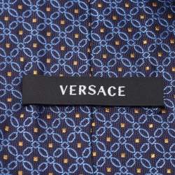 Versace Blue Patterned Silk Tie