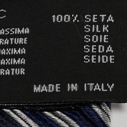 Versace Navy Blue Striped Silk Tie