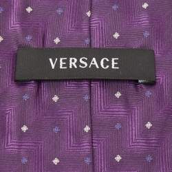 Pre Owned  Versace Purple Dotted Silk Tie