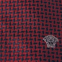 Pre Owned Versace Red/Navy Blue Patterned Silk Tie
