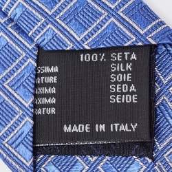 Versace Blue Square Patterned Silk Tie