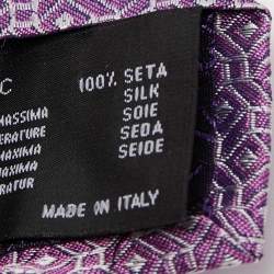 Pre Owned Versace Purple Patterned Silk Medusa Head Detail Tie