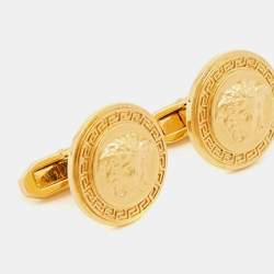 Pre Owned Versace Medusa Gold Tone Cufflinks