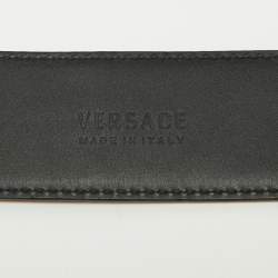 Versace Black Leather Medussa Head Buckle Belt 95CM