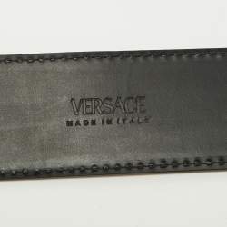 Versace Black Leather Medussa Head Buckle Belt 105CM