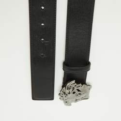 Versace Black Leather Medussa Head Buckle Belt 105CM