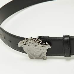 Versace Black Leather Medussa Head Buckle Belt 105CM
