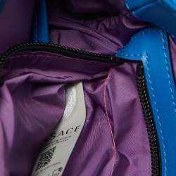 Pre Owned Versace Blue Nylon La Medusa Flap Messenger Bag