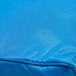 Pre Owned Versace Blue Nylon La Medusa Flap Messenger Bag