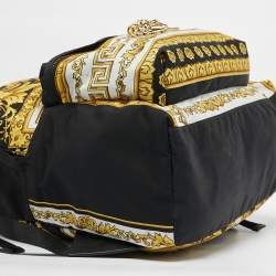 Pre Owned Versace Black/Yellow Baroque Nylon and Leather Medusa Backpack