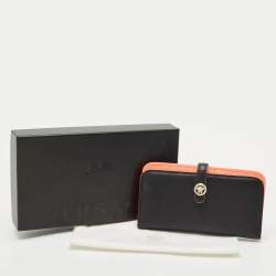 Versace Black Leather Medusa Long Wallet