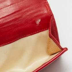 Pre Owned Versace Red Quilted Leather Lock Trifold Wallet