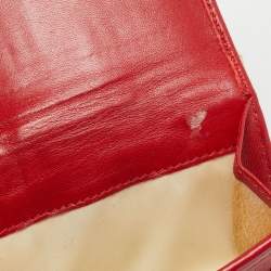Pre Owned Versace Red Quilted Leather Lock Trifold Wallet