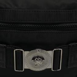 Pre Owned Versace La Medusa Black Nylon Belt Bag