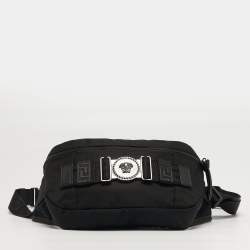 Pre Owned Versace La Medusa Black Nylon Belt Bag