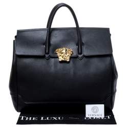 Pre Owned Versace Black Leather Palazzo Empire Tote
