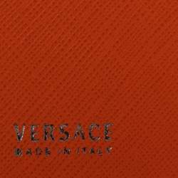 Versace Neon Orange Leather Bifold Wallet
