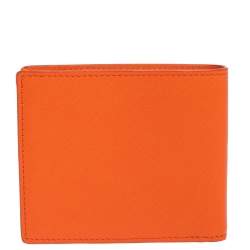 Versace Neon Orange Leather Bifold Wallet