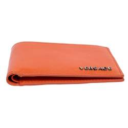 Versace Neon Orange Leather Bifold Wallet