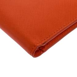 Versace Neon Orange Leather Bifold Wallet