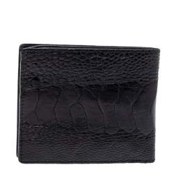 Versace Black Ostrich Leg Bifold Wallet