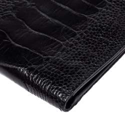 Versace Black Ostrich Leg Bifold Wallet