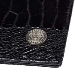 Versace Black Ostrich Leg Bifold Wallet