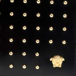 Versace Black Studded Patent Leather Medusa Bifold Wallet